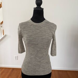 Vince Heather Gray Wool Short Sleeve Sweater